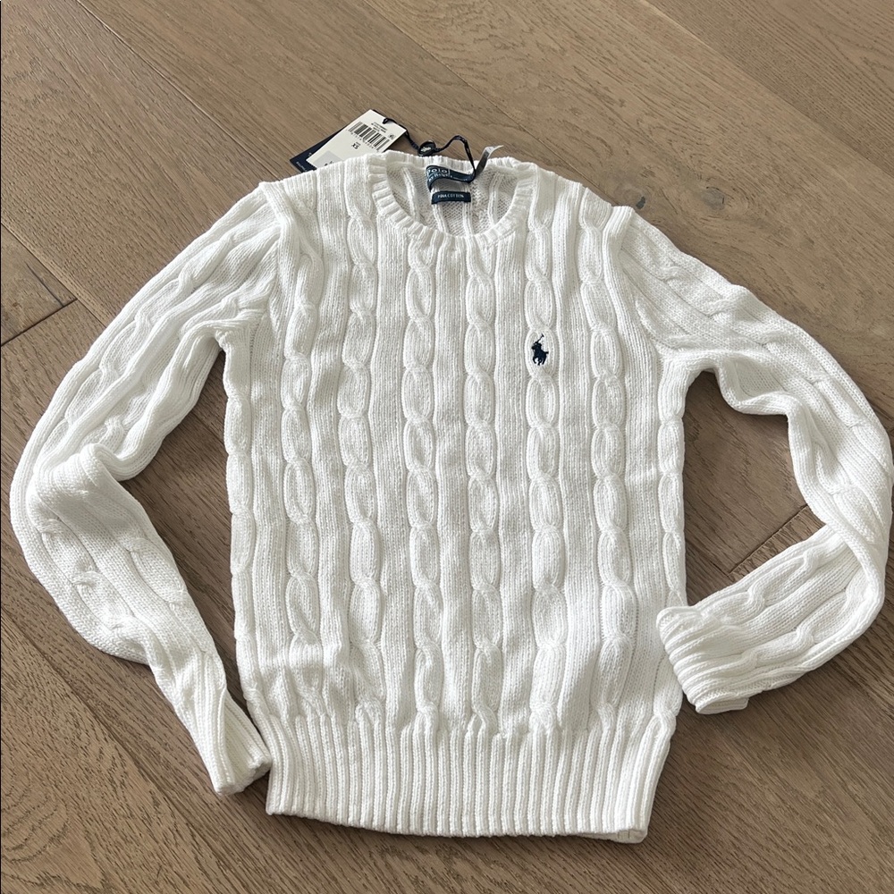 Ralph Lauren White Cable Knit Sweater
